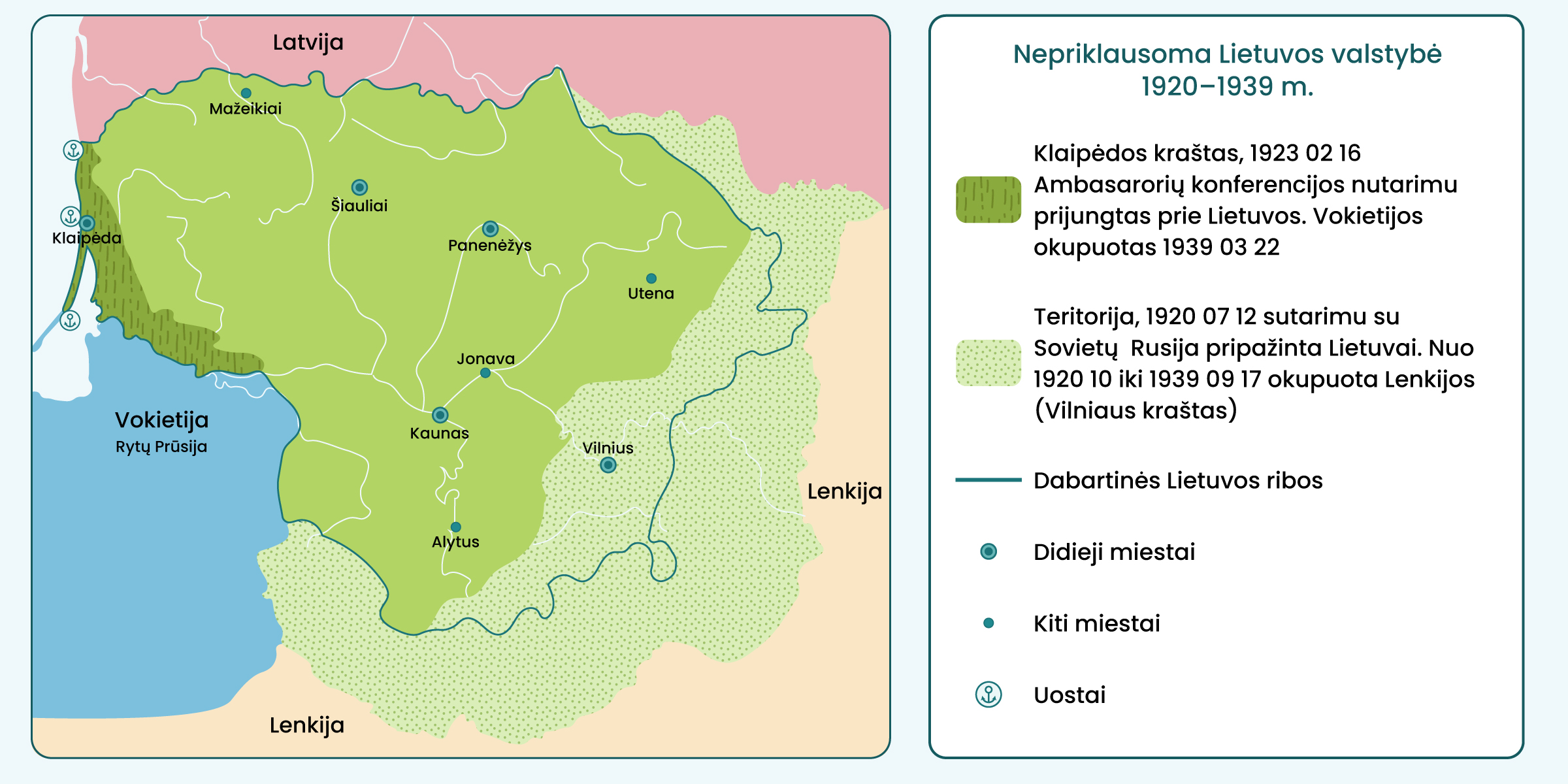 Nepriklausomos Lietuvos valstybės 1920-1929m. žėmėlapis