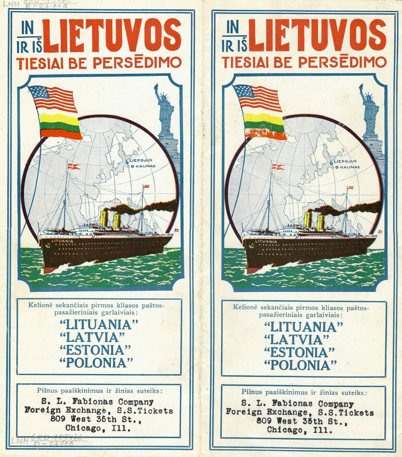 Baltijos–Amerikos linijos reklaminio leidinio nuotrauka
