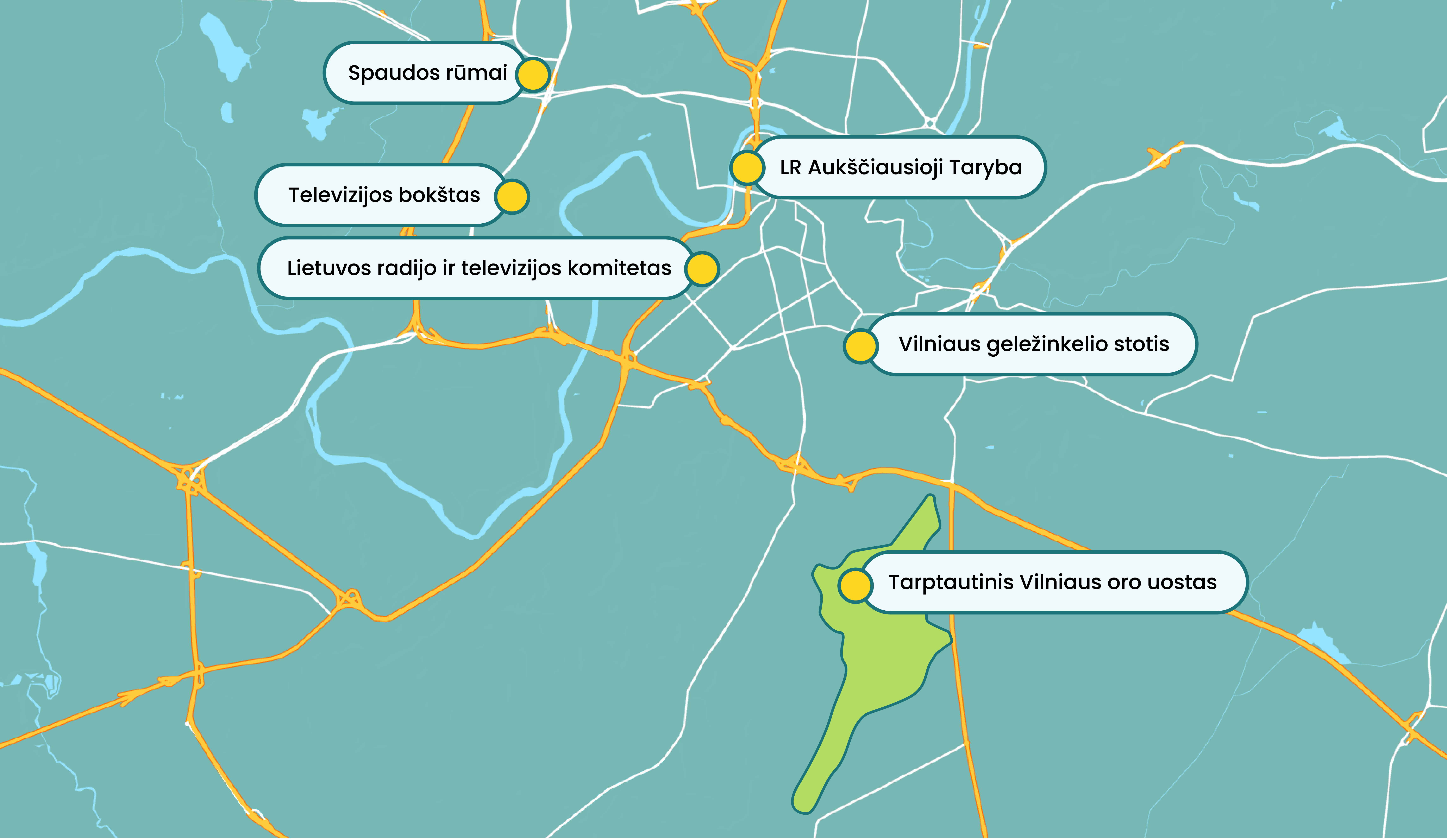 1991 m. sausio įvykių vietos Vilniaus miesto žemėlapyje