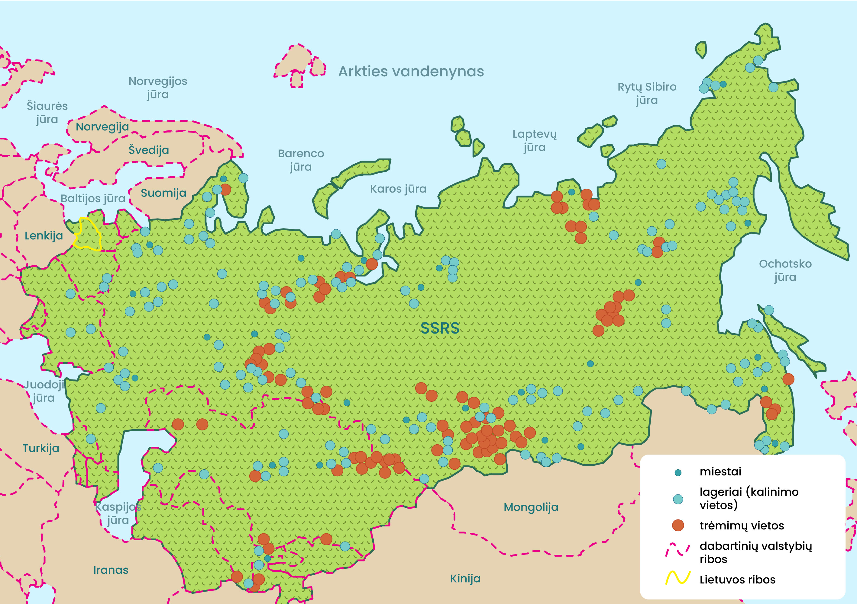 Trėmimo ir kalinimo vietų Sovietų Sąjungoje žemėlapis.